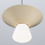 Minimalistyczna lampa wisząca Yolanda 22 - beżowy metalowy klosz - nad stół blat - 1
