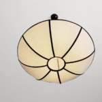 Hikari 70 japandi – lampa wisząca z lnu z szerokim kloszem i subtelnymi czarnymi liniami