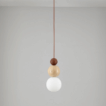 Lampa wisząca Siena do salonu z kamiennym akcentem - naturalny trawertyn i drewno