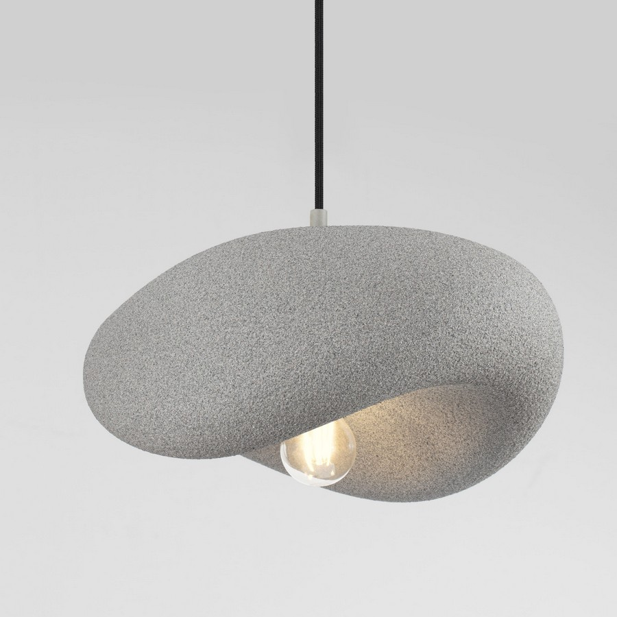 Lampa wisząca Terra szara japandi - fakturowany klosz w stylu wabi-sabi