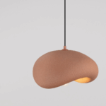 Lampa wisząca Terra terracotta japandi – organiczny klosz z fakturą