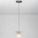 Lampa wisząca Yolanda japandi z beżowym metalowym kloszem