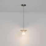 Lampa wisząca Yolanda z mlecznym dyfuzorem i geometrycznym kloszem