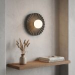 designerski czarny plisowany kinkiet do korytarza