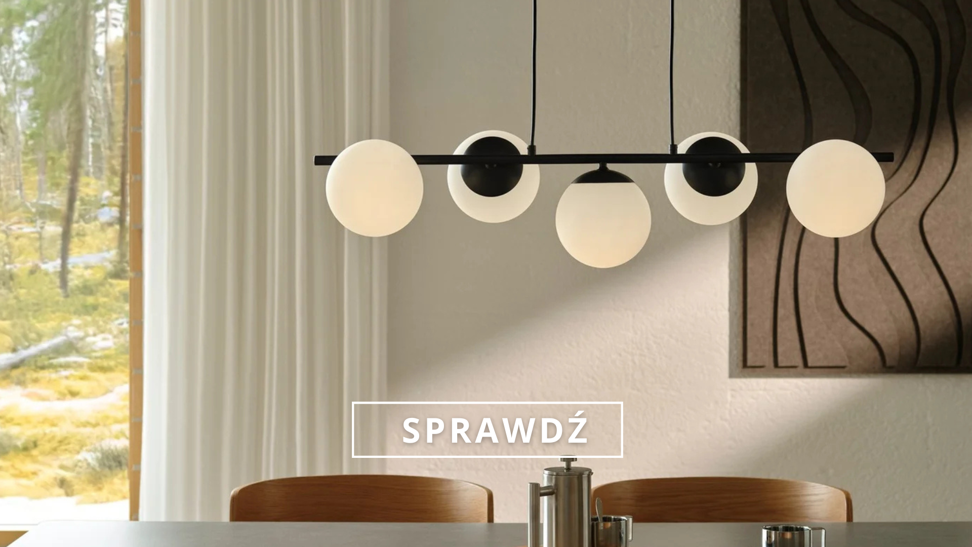 lampa klosze kule nad stół podłużny