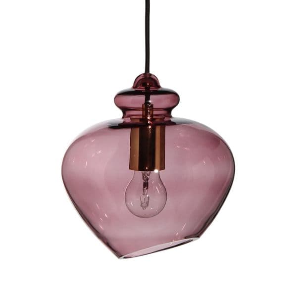 szklana różowa lampa wisząca, nowoczesna