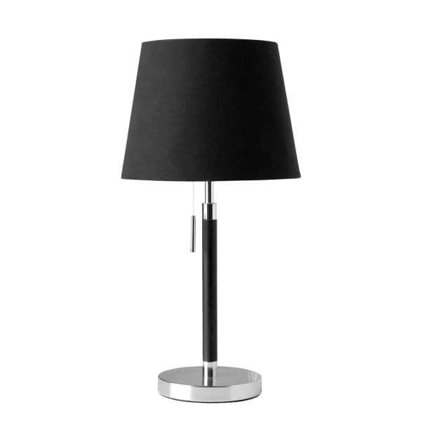 elegancka lampa stołowa z czarnym abażurem