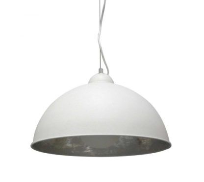 Lampa wisząca - Antenne - Zuma Line - metalowa, biel, srebro