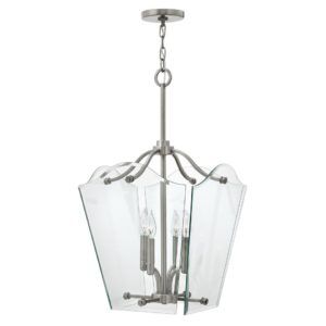 Dekoracyjna lampa wisząca Vintage - szkło, nikiel