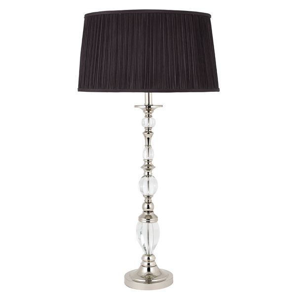Duża lampa stołowa Polina - Interiors - czarny abażur - srebrna