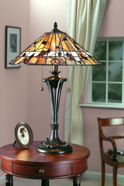 mozaikowa lampa stołowa na dwa źródła światła