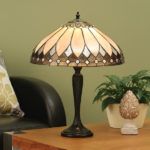 Klasyczna duża lampa stołowa - piękny klosz tiffany