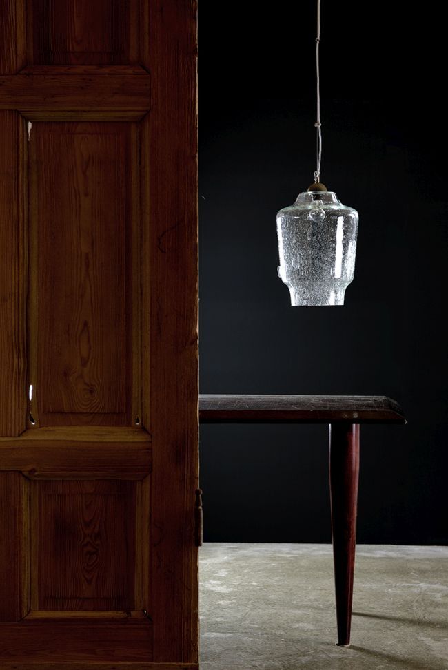 transparentna lampa wisząca ze szkła, produkt polski - aranżacja