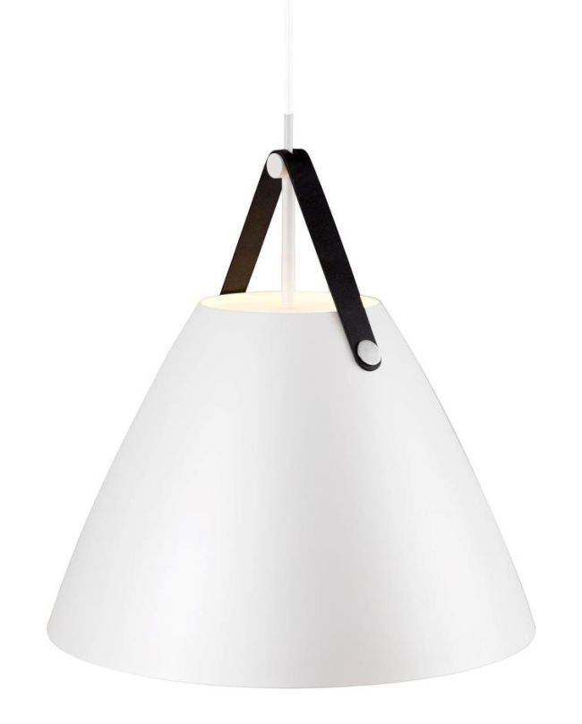 nowoczesna lampa wisząca z białym kloszem szerokim na dole