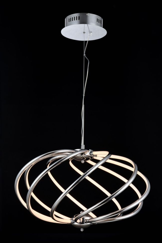 lampa wisząca srebrna z kręconych drutów