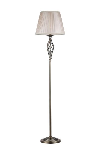 Klasyczna lampa podłogowa z metalu i abazurem