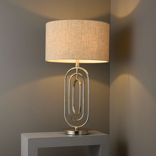 Elegancka lampa stołowa Meera - Endon Lighting - metal, tkanina - 1