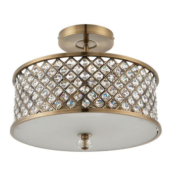 lampa sufitowa w stylu glamour ozdobiona w kryształki