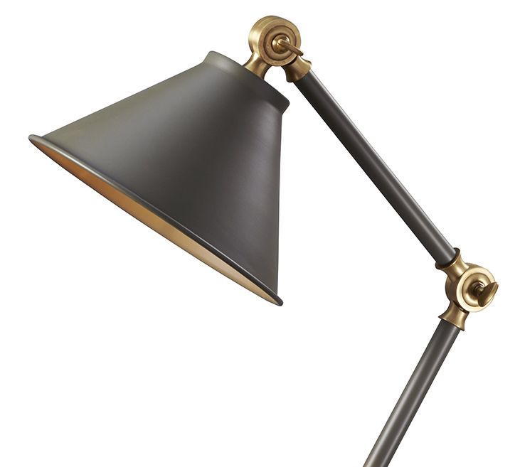 elegancka lampa stołowa w klasycznym stylu, mobilne ramię i złote detale
