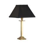 Złota klasyczna lampa stołowa -czarny abażur
