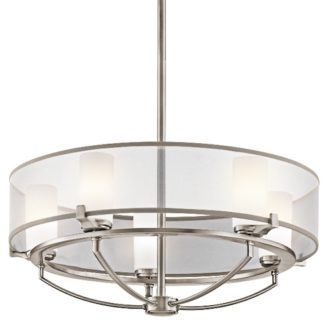 Klasyczna lampa wisząca Astoria - modern classic - srebrna, szklana