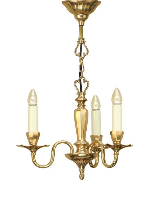 złoty żyrandol na trzy świeczki bez abażurów
