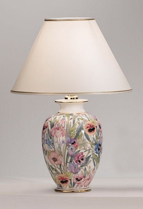 Lampa stołowa GIARDINO - ceramiczna w kwieciste wzory