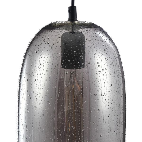 szklana lampa wisząca z kroplami wody szara