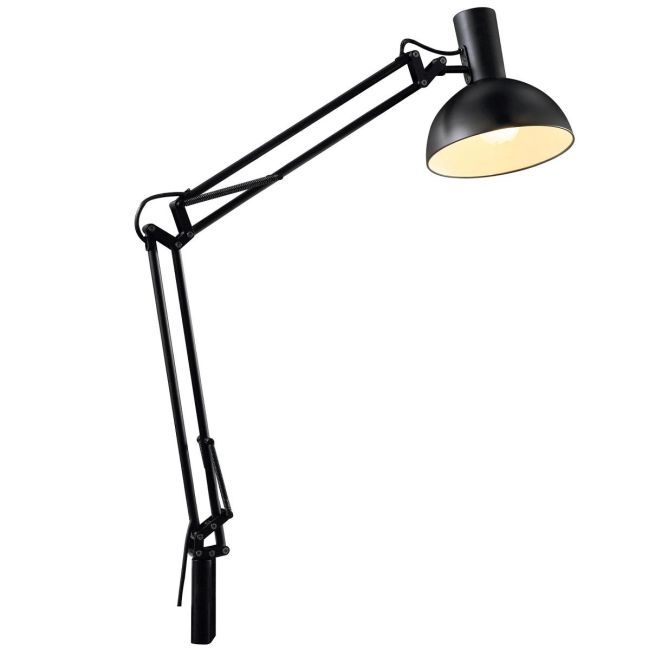 czarna lampa kreślarska w industrialnym stylu