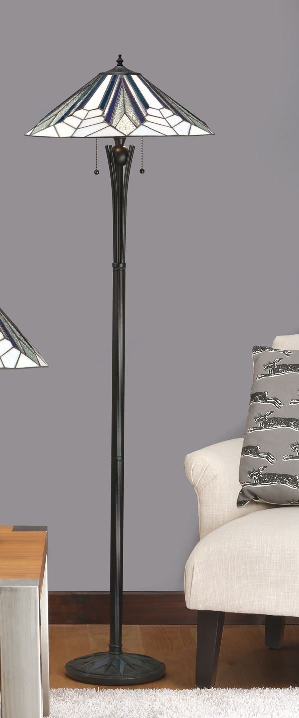 Lampa podłogowa - witrażowa klasyczna wysoka do salonu