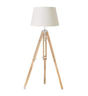 Lampa podłogowa - Tripod - Endon Lighting - drewniana, jasna