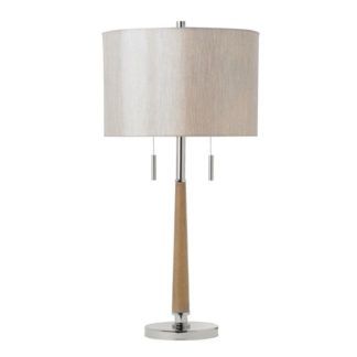 Lampa stołowa Altesse - Endon Lighting - drewniana - materiałowy abażur