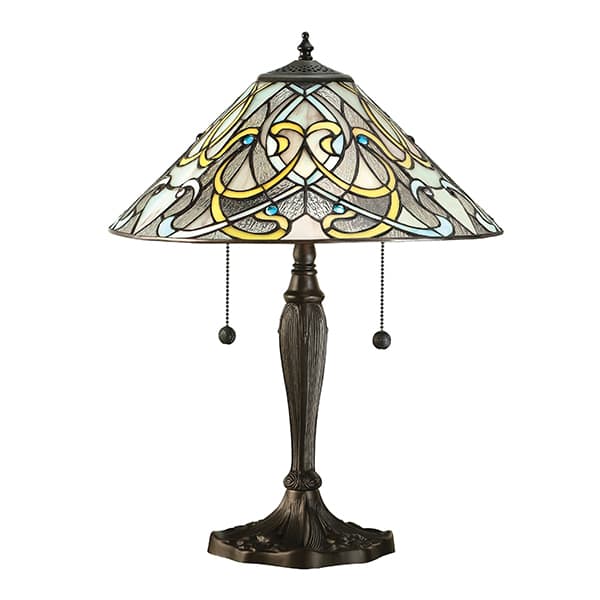 Lampa stołowa Dauphine - Interiors - szkło, brązowa podstawa