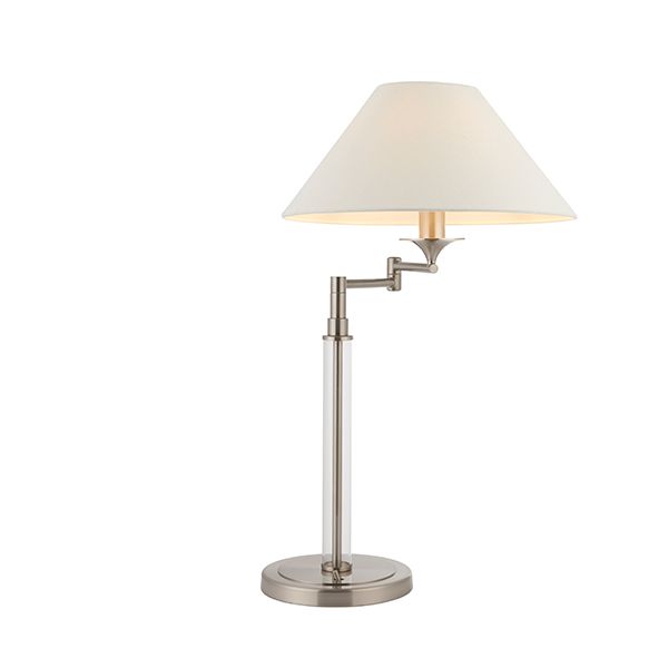 jasna lampa stołowa w stylu modern classic z ruchomym kloszem