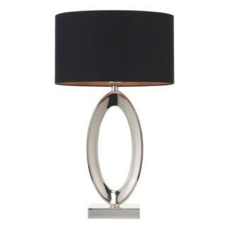 Lampa stołowa Nerino - Endon Lighting - srebrna, czarny abażur