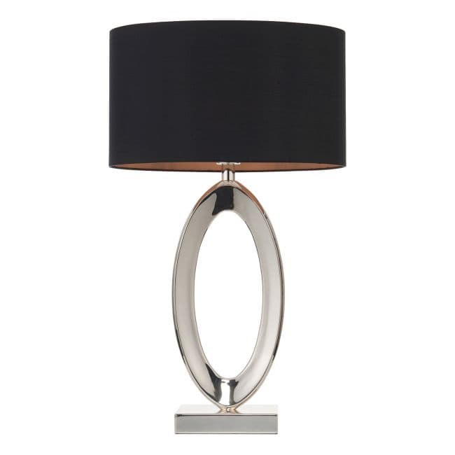 lampa stołowa w stylu modern classic z czarnym abażurem, elegancka i luksusowa