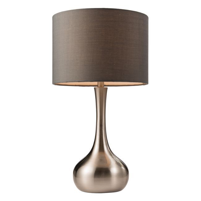 Lampa stołowa Piccadilly - Endon Lighting - srebrna, szary abażur