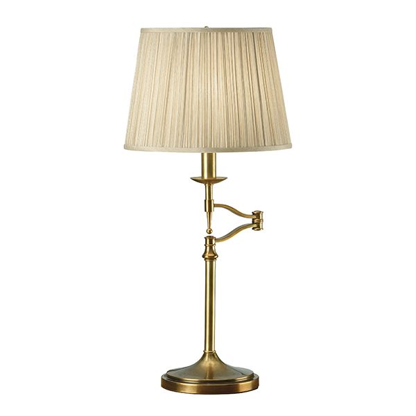 lampa stołowa z abażurem beżowym - 1 świecznik - złota