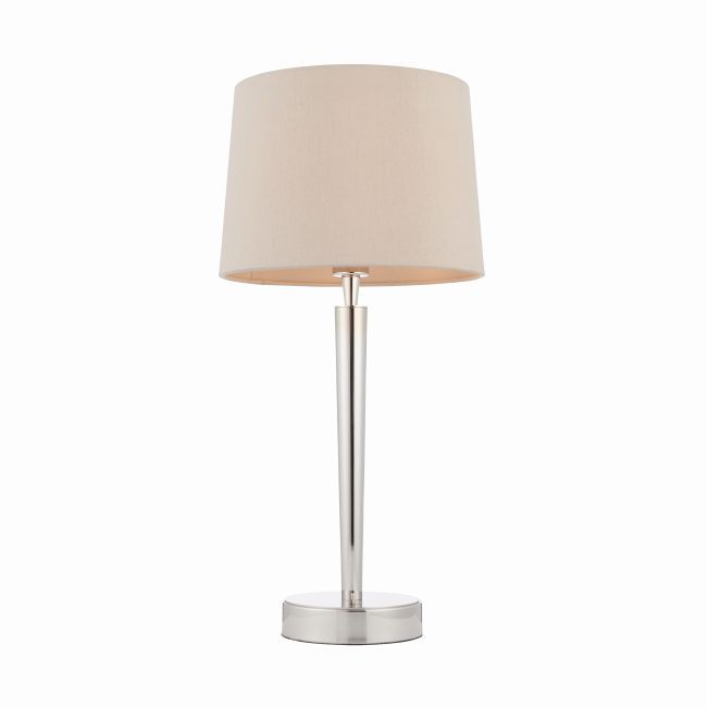 elegancka lampa stołowa ze srebrną podstawą, port USB