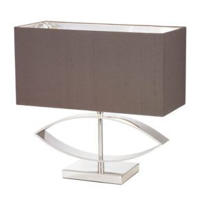 Lampa stołowa Tramini - Endon Lighting - srebrna, tkanina