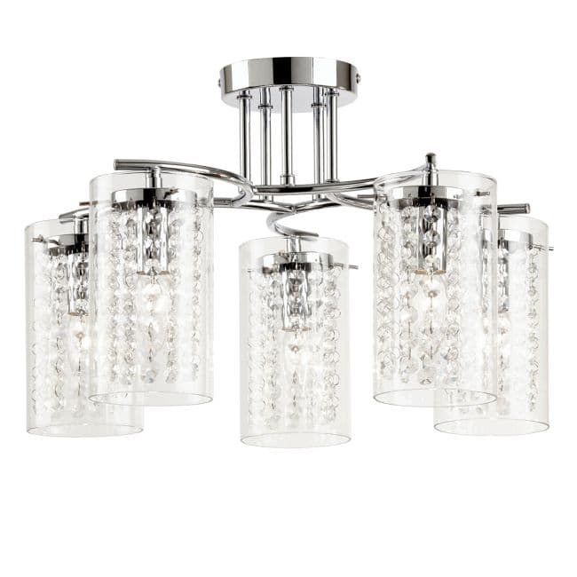 Lampa sufitowa Alda - Endon Lighting - 5 żarówek - srebrna, szklana