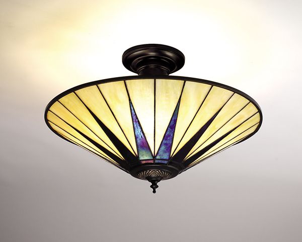 beżowa lampa sufitowa z odwróconym szklanym kloszem