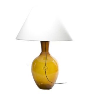 Lampa stołowa Rafaello - szklana z białym abażurem - Gie El Home - miodowa