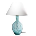 Lampa stołowa Rafaello - szklana z białym abażurem - Gie El Home - turkusowa