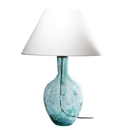 Lampa stołowa Rafaello - szklana z białym abażurem - Gie El Home - turkusowa
