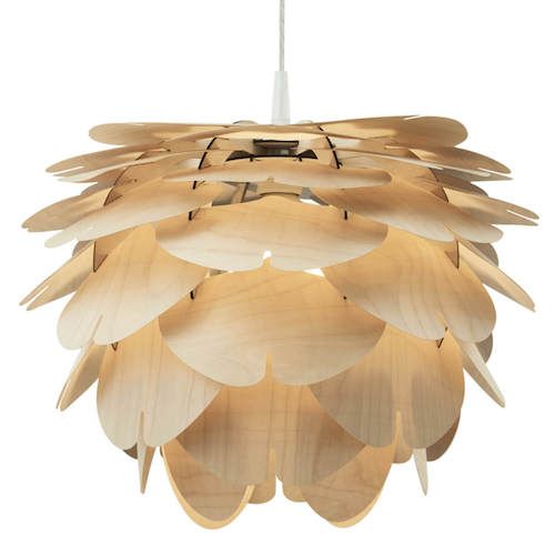 Designerska lampa wisząca z drewna brzozowego - Aiko cappuccino  - Woolights