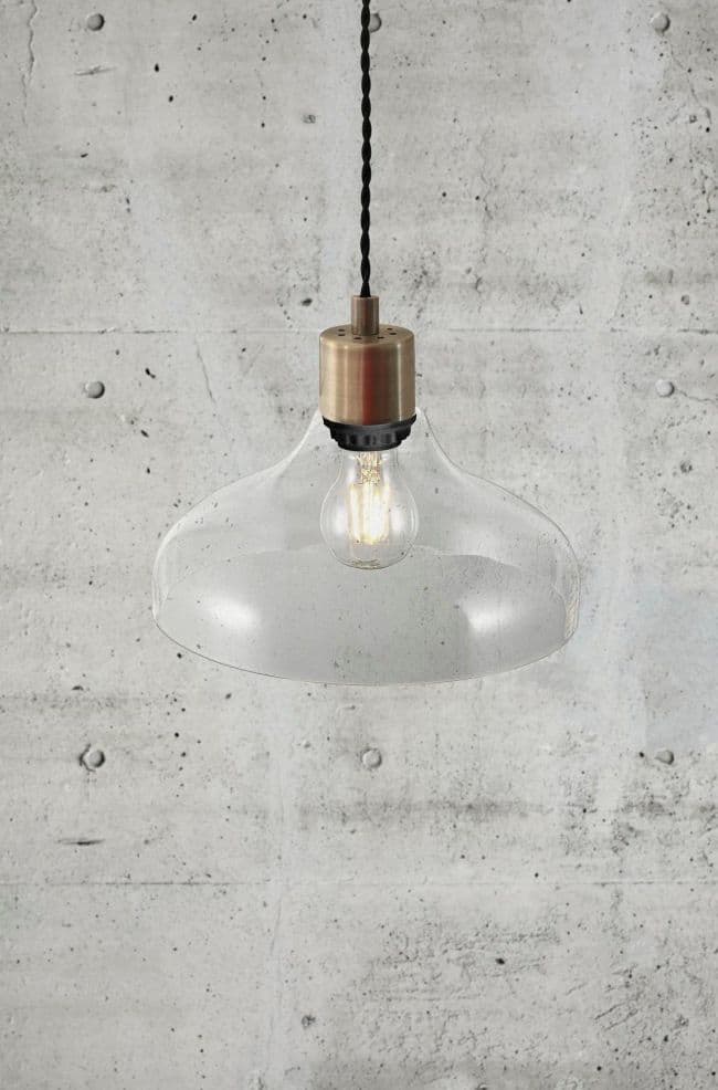 industrialna lampa z transparentnego szkła