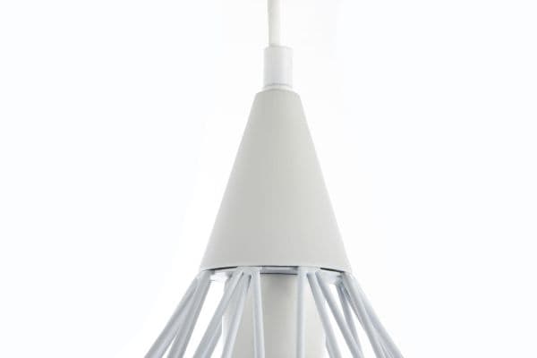 lampa biała z drutów - wisząca