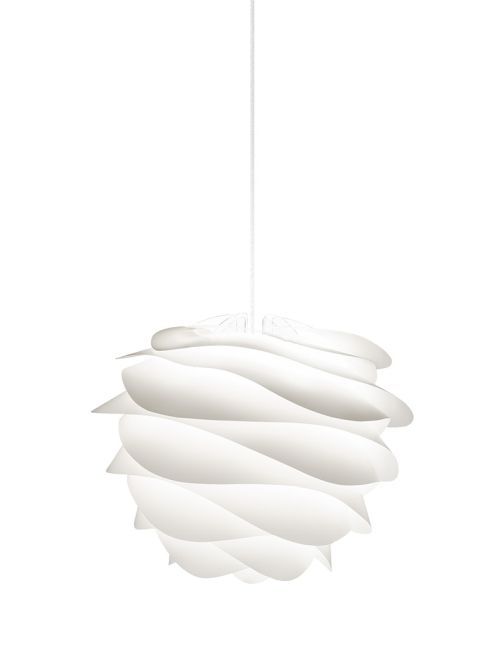 biała lampa wisząca z tworzywa, styl nowoczesny