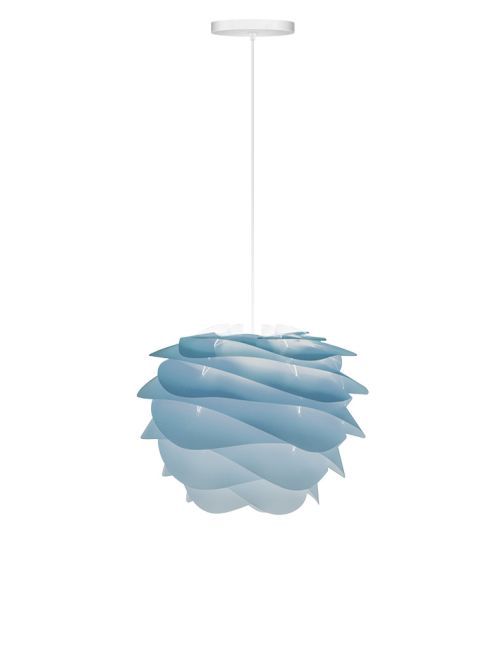 lampa wisząca w delikatnych odcieniach niebieskiego, styl nowoczesny, białe zawieszenie